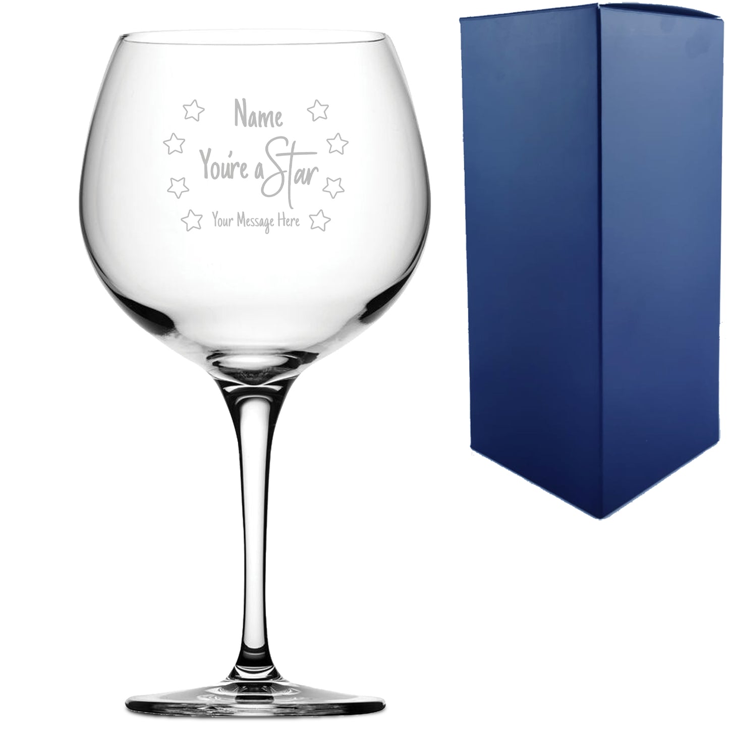Engraved Gin Cocktail Glass with You're A Star Design Image 1