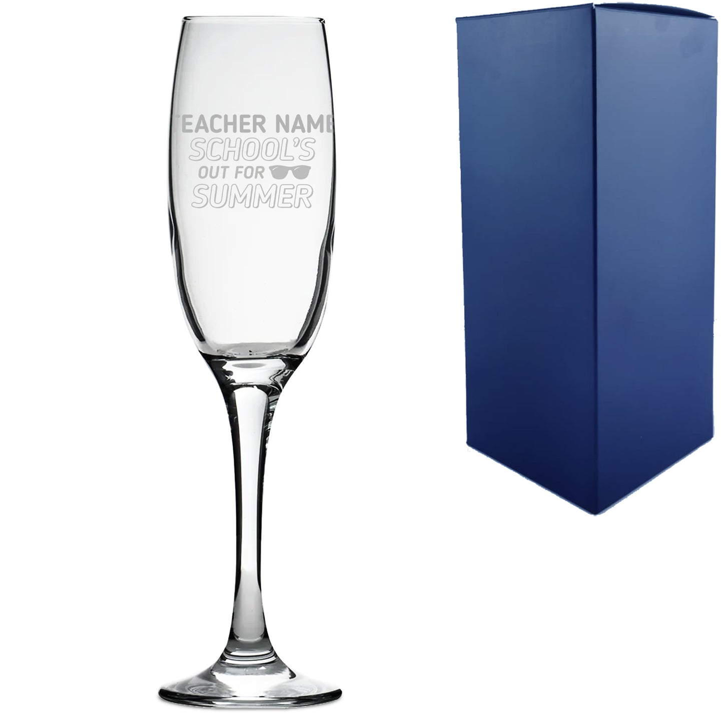 Engraved Teacher Champagne Flute with School's Out For Summer Design Image 1