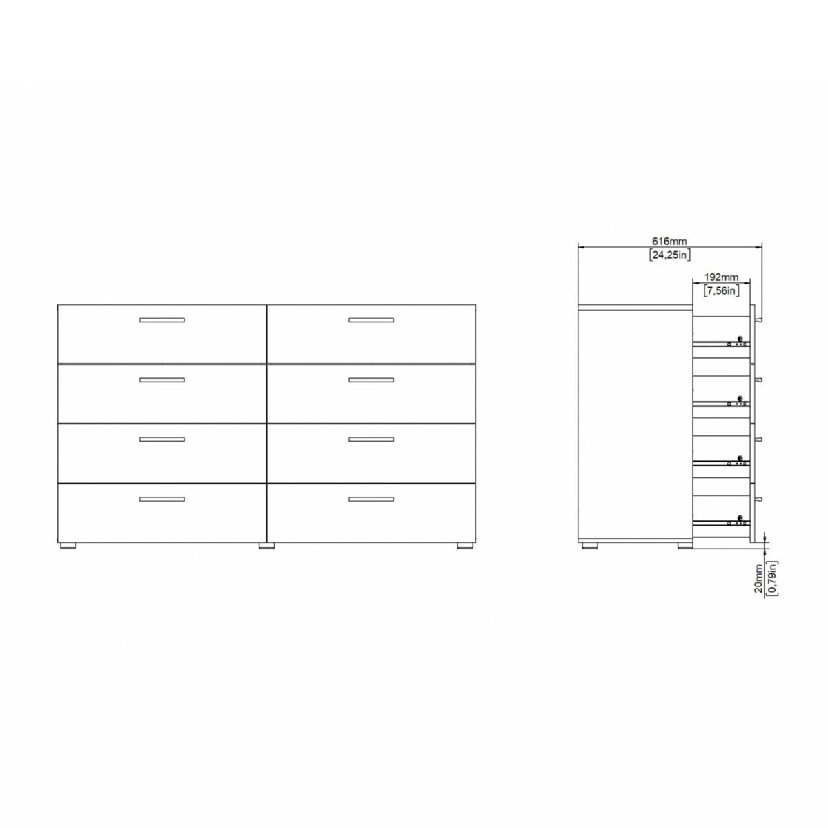 Pepe Wide Chest of 8 Drawers