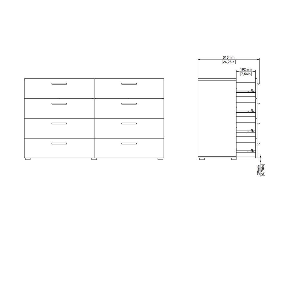 Pepe Wide Chest of 8 Drawers in Walnut
