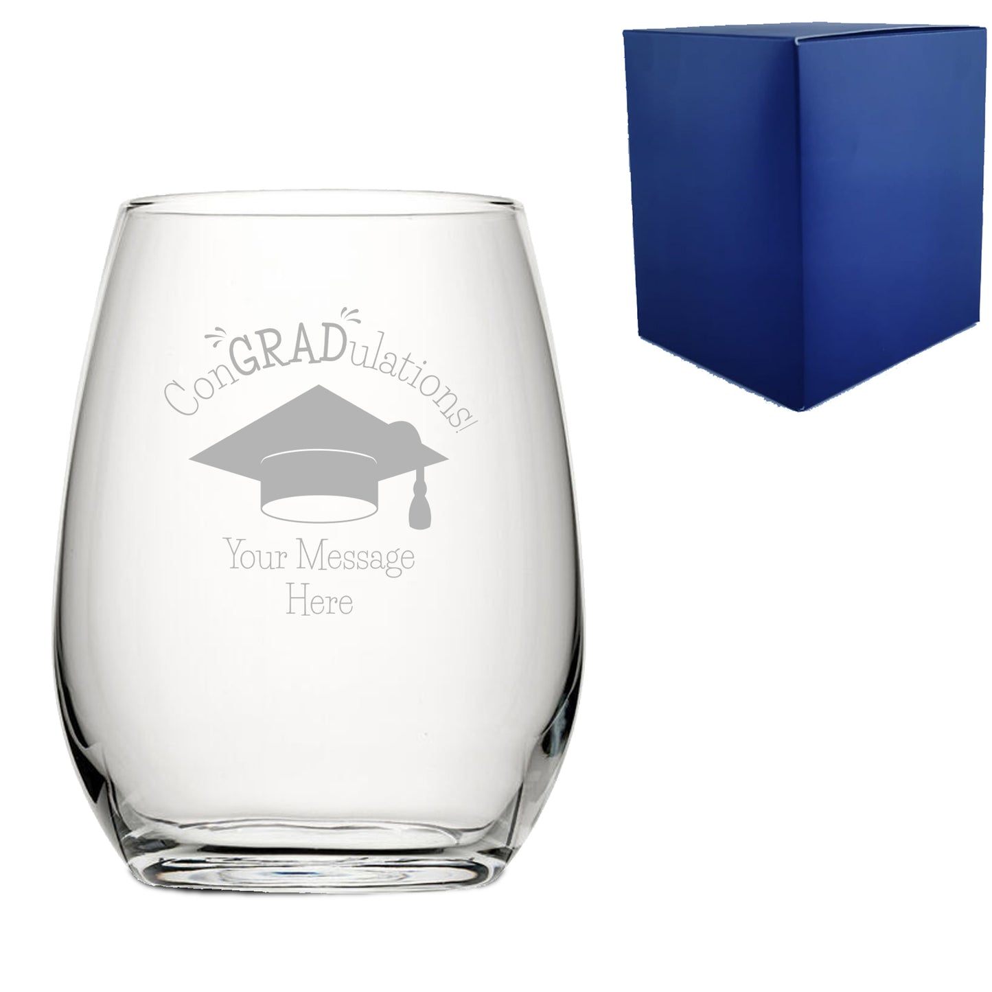 Personalised Engraved Graduation Stemless Wine Glass