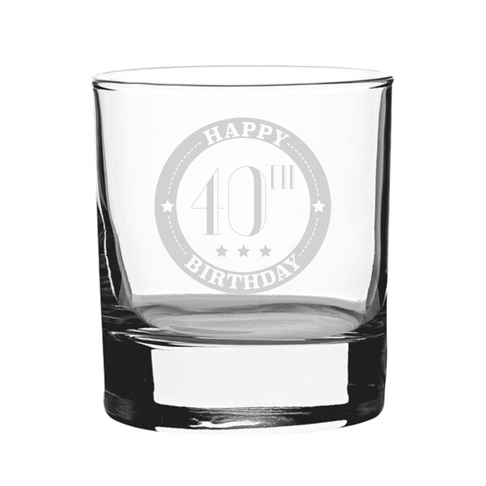 Happy 40th Birthday - Engraved Novelty Whisky Tumbler Image 1