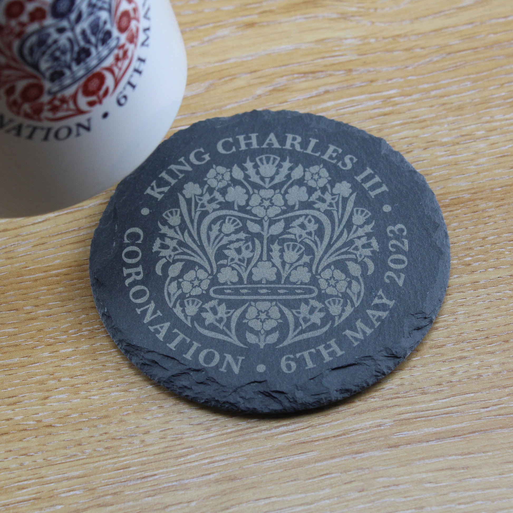 Engraved Commemorative Coronation of the King Set of 4 Slate Coasters Image 5