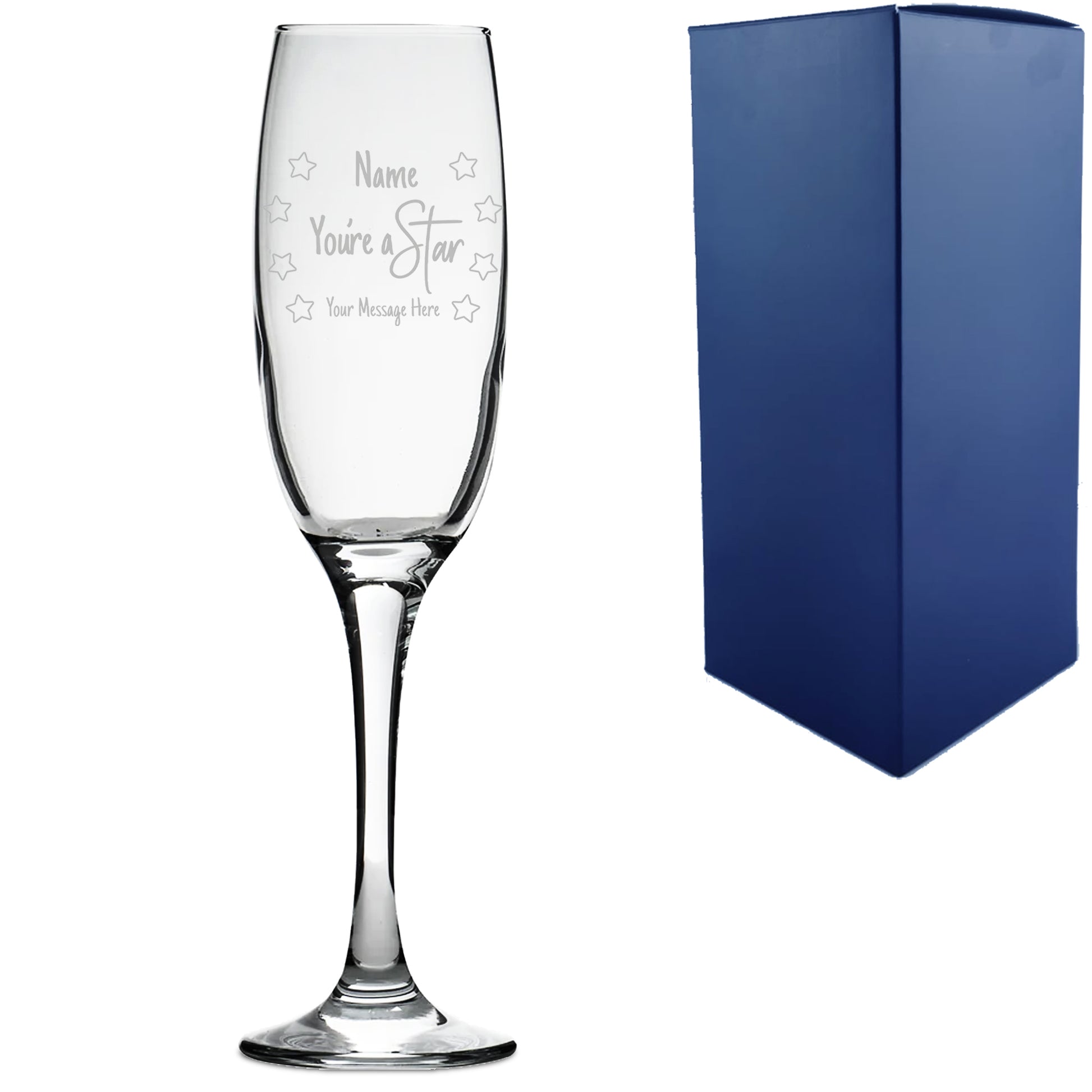 Engraved Champagne Prosecco Flute with You're A Star Design Image 1
