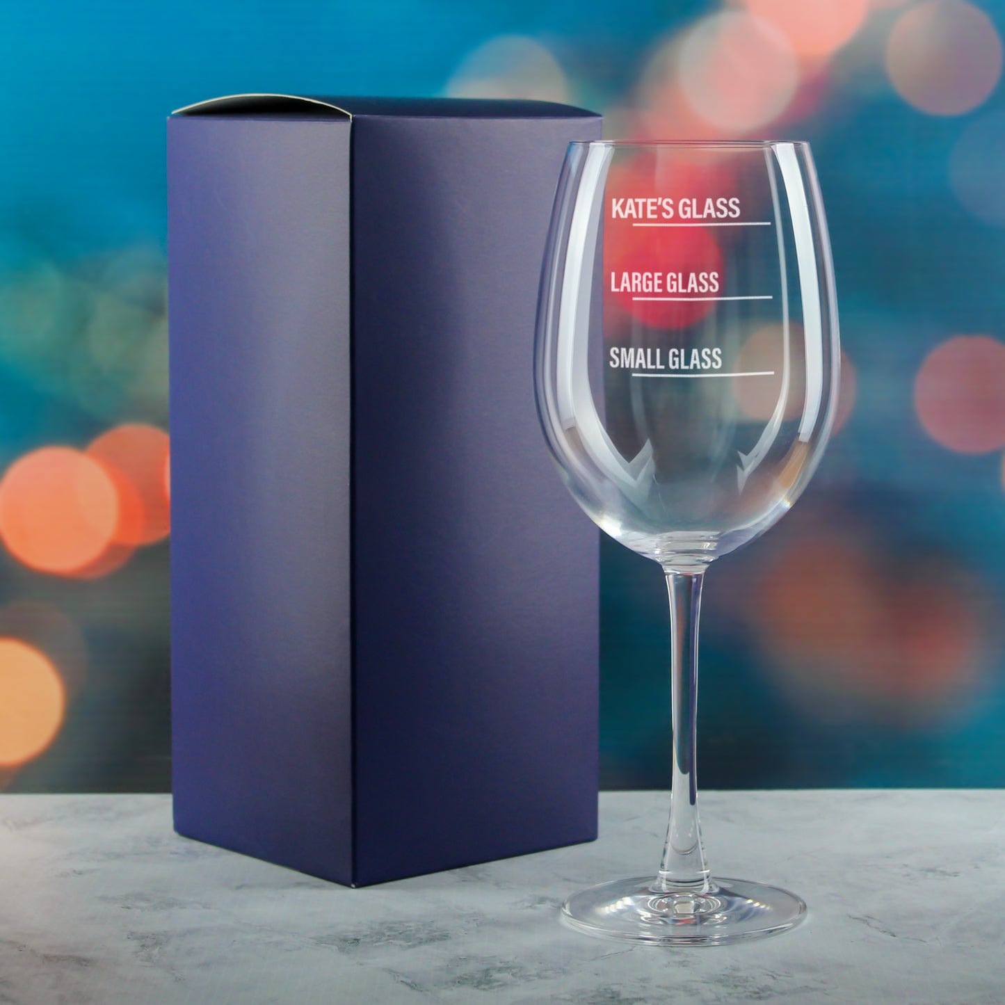 Personalised Engraved Reserva Wine Glass with Name's Glass Bold Measurements Design, Customise with Any Name Image 3