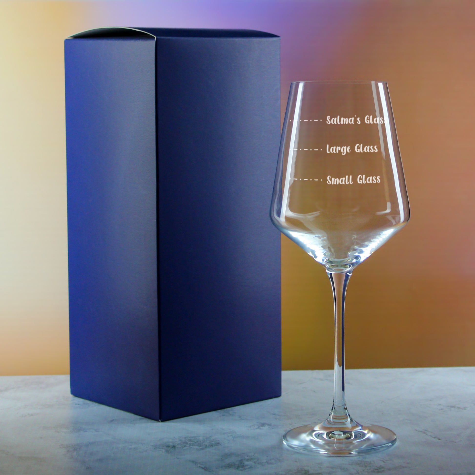 Personalised Engraved Infinity Wine Glass with Name's Glass Handwritten Measurements Design, Customise with Any Name Image 3