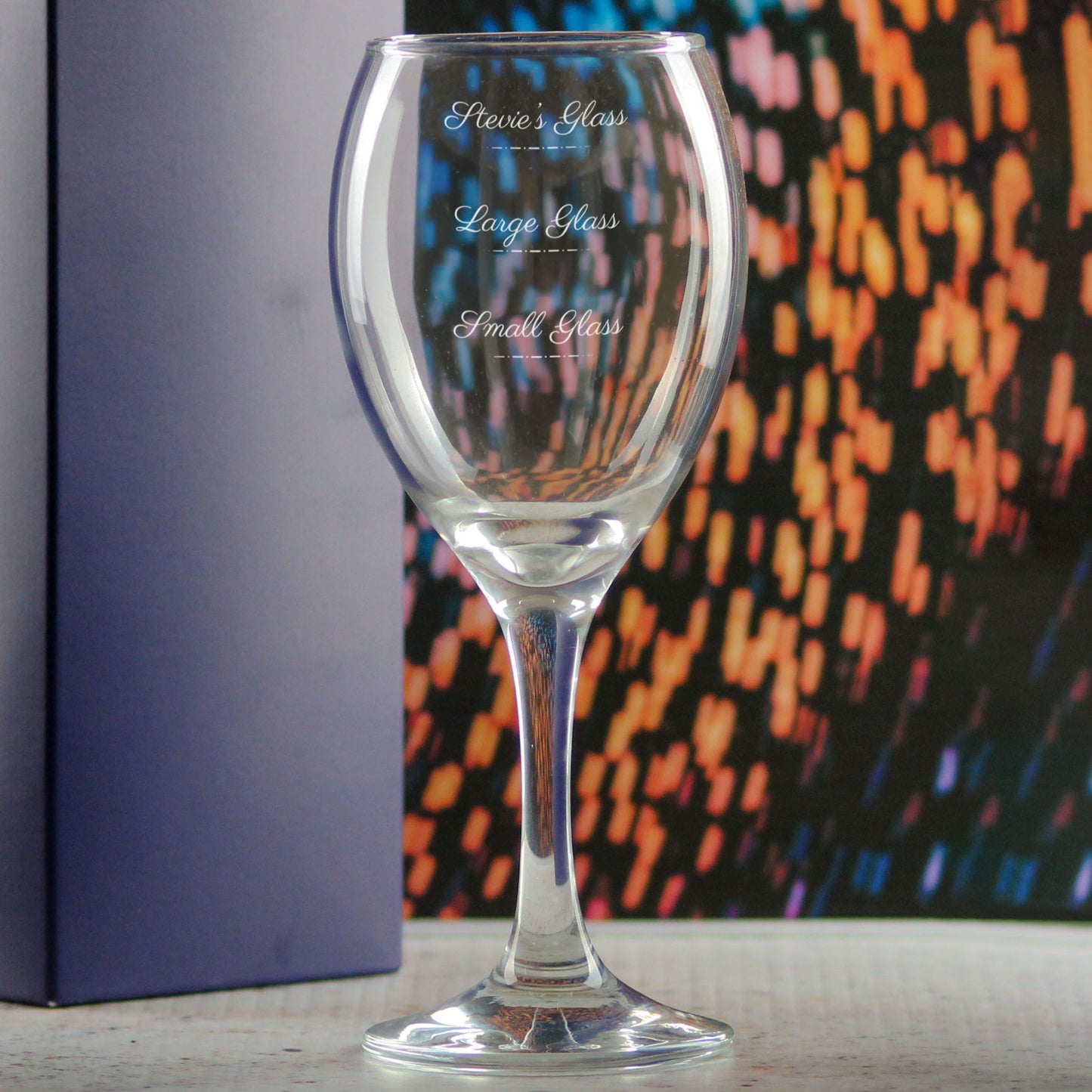 Personalised Engraved Pure Wine Glass with Name's Glass Script Measurements Design, Customise with Any Name Image 4