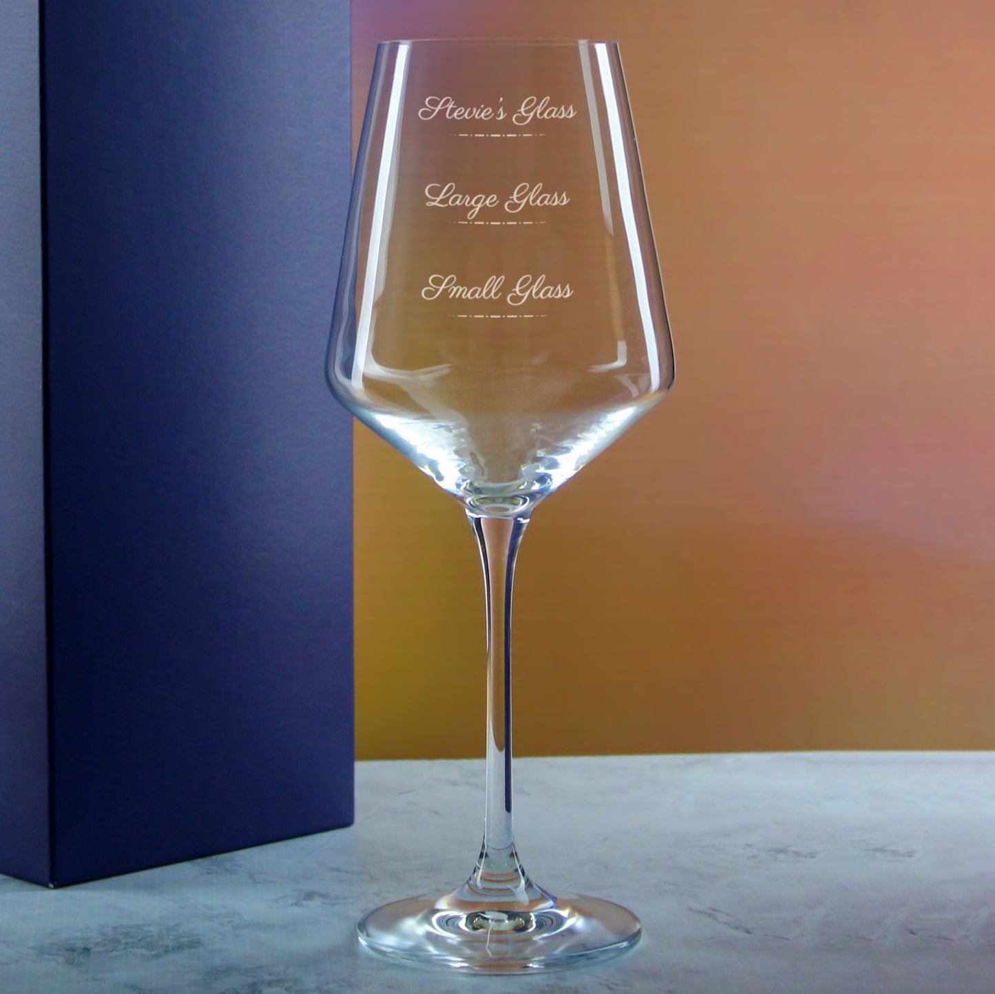Personalised Engraved Infinity Wine Glass with Name's Glass Script Measurements Design, Customise with Any Name Image 4