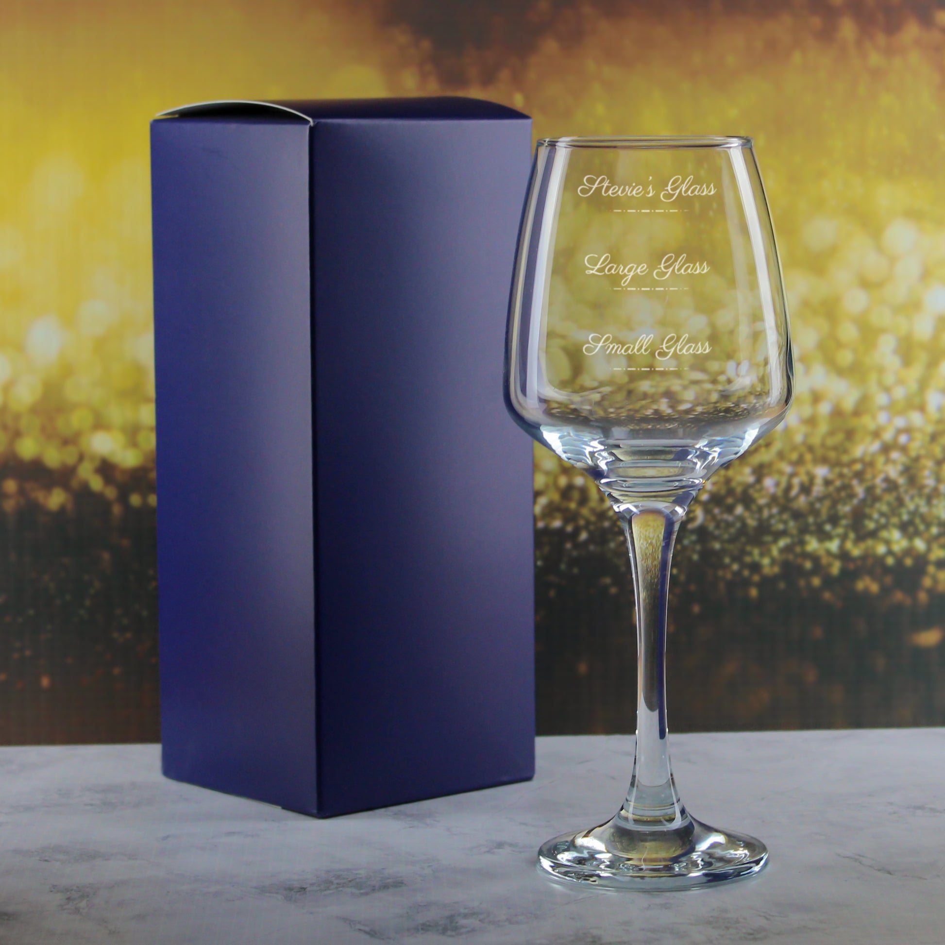 Personalised Engraved Tallo Wine Glass with Name's Glass Script Measurements Design, Customise with Any Name Image 3