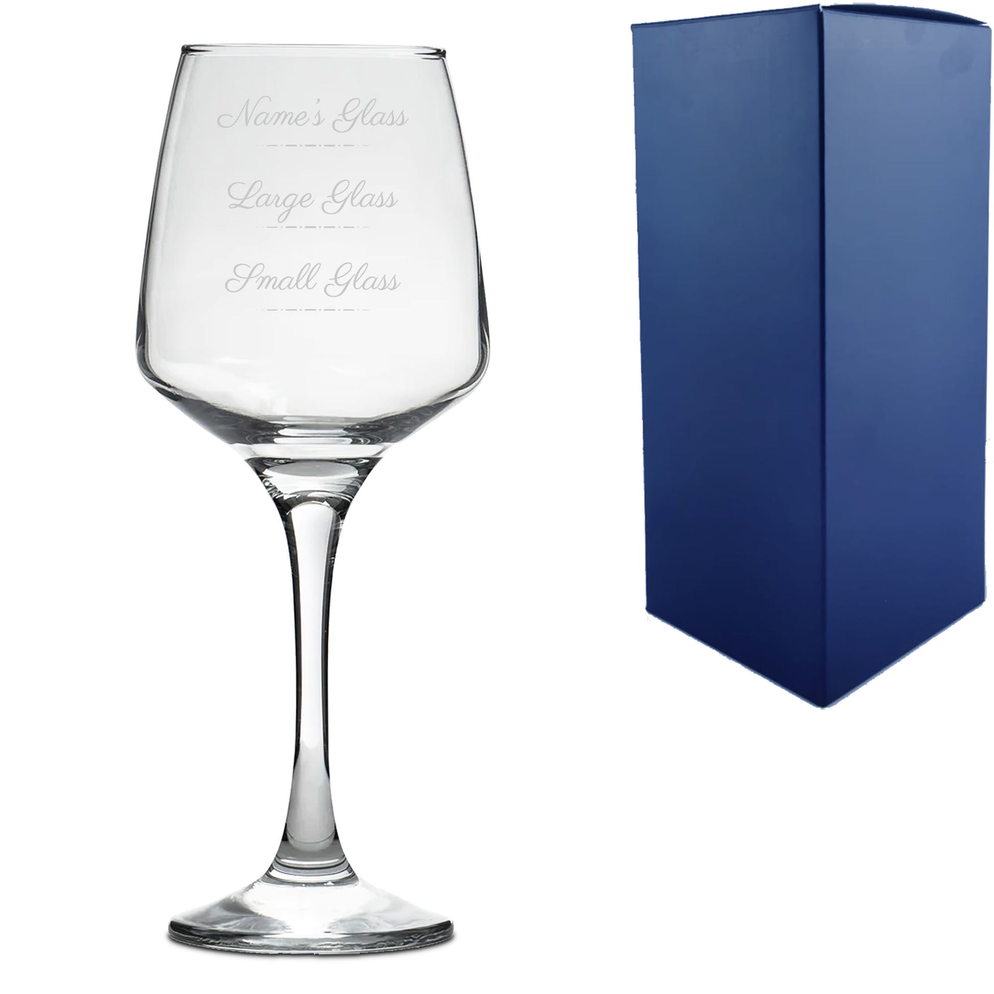 Personalised Engraved Tallo Wine Glass with Name's Glass Script Measurements Design, Customise with Any Name Image 2