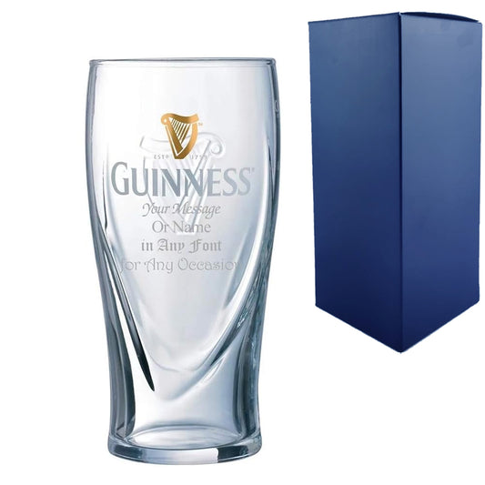 Official Gravity Guinness Pint Glass, Engraved with Any Message, Gift Boxed