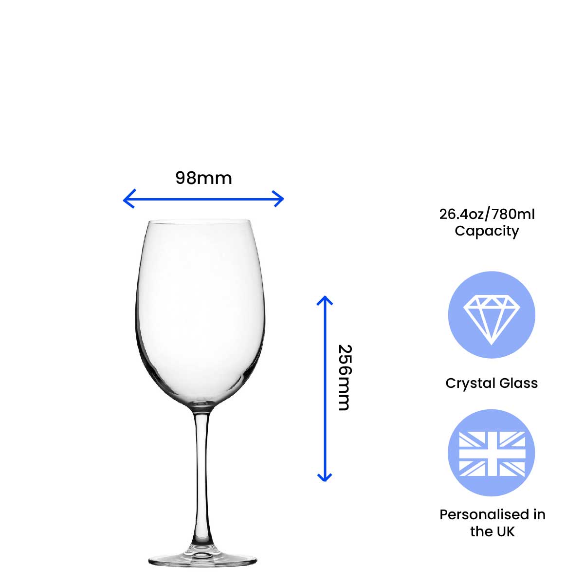 Personalised Engraved Reserva Wine Glass with Name's Glass Bold Measurements Design, Customise with Any Name Image 6