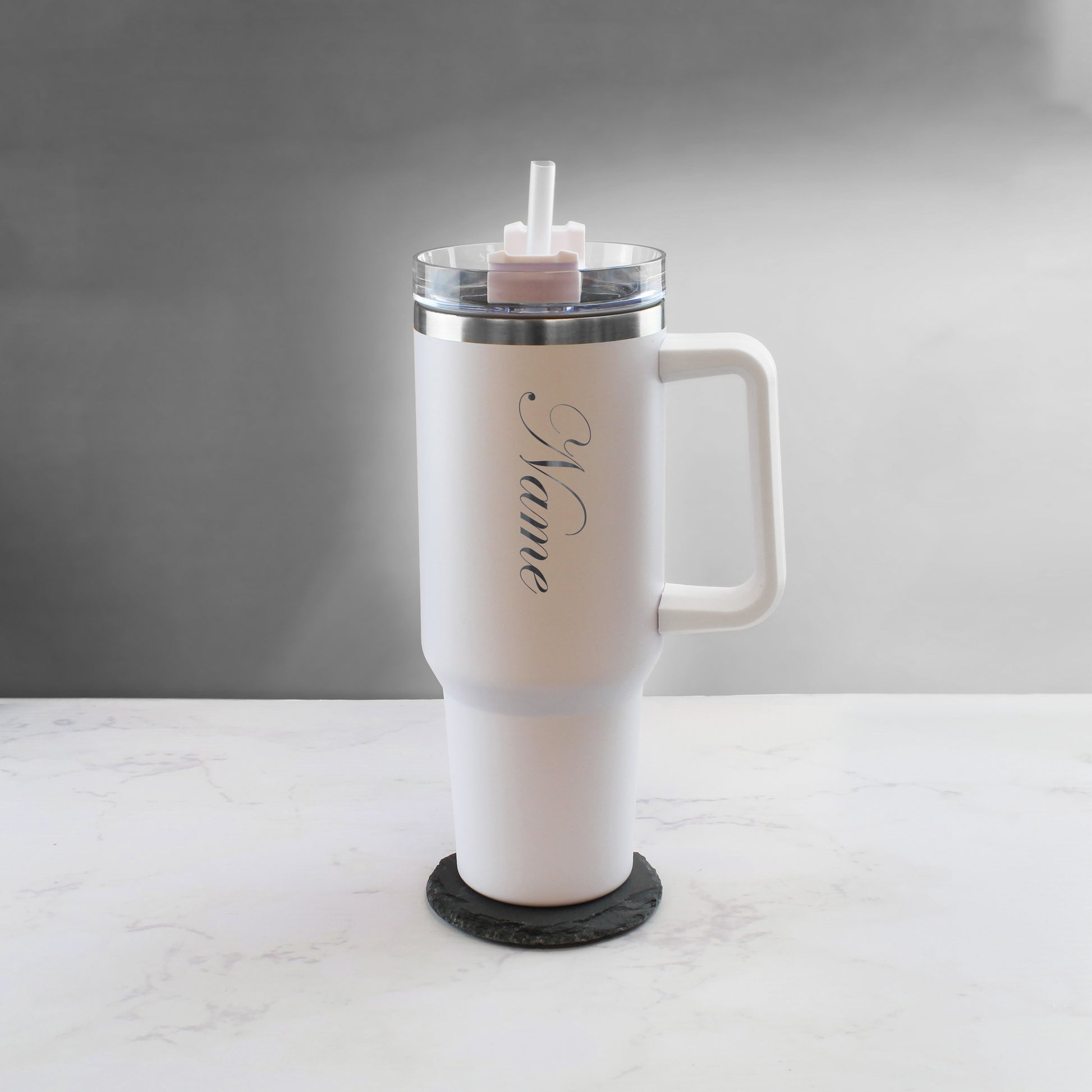 Engraved Extra Large White Travel Cup 40oz/1135ml, Any Name Image 3
