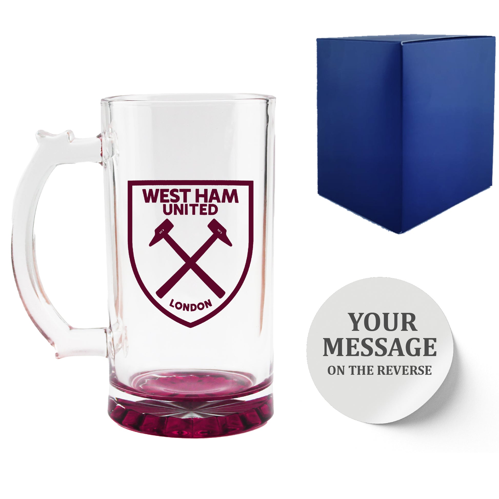 Engraved Official West Ham 20oz Beer Mug, Gift Boxed Image 2