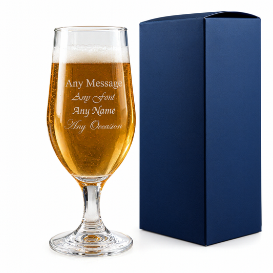 Personalised 385ml Nevakar Stemmed Beer Glass - Engraved With Gift Box