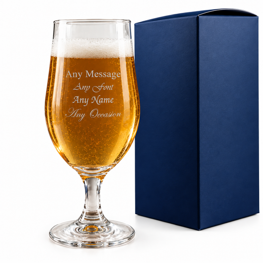 Personalised Draft Stemmed Pint Glass - Engraved With Gift Box