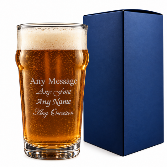 Personalised Nonic Pint Beer Glass - Engraved With Gift Box