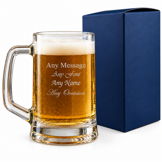Personalised 14oz Tankard Beer Mug - Engraved With Gift Box