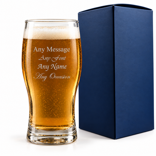 Personalised Tulip Pint Beer Glass - Engraved With Gift Box