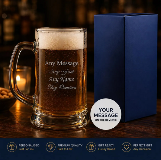 Personalised Engraved Icon Pint Beer Tankard Wedding Usher Godfather Birthday - Any Message Engraved