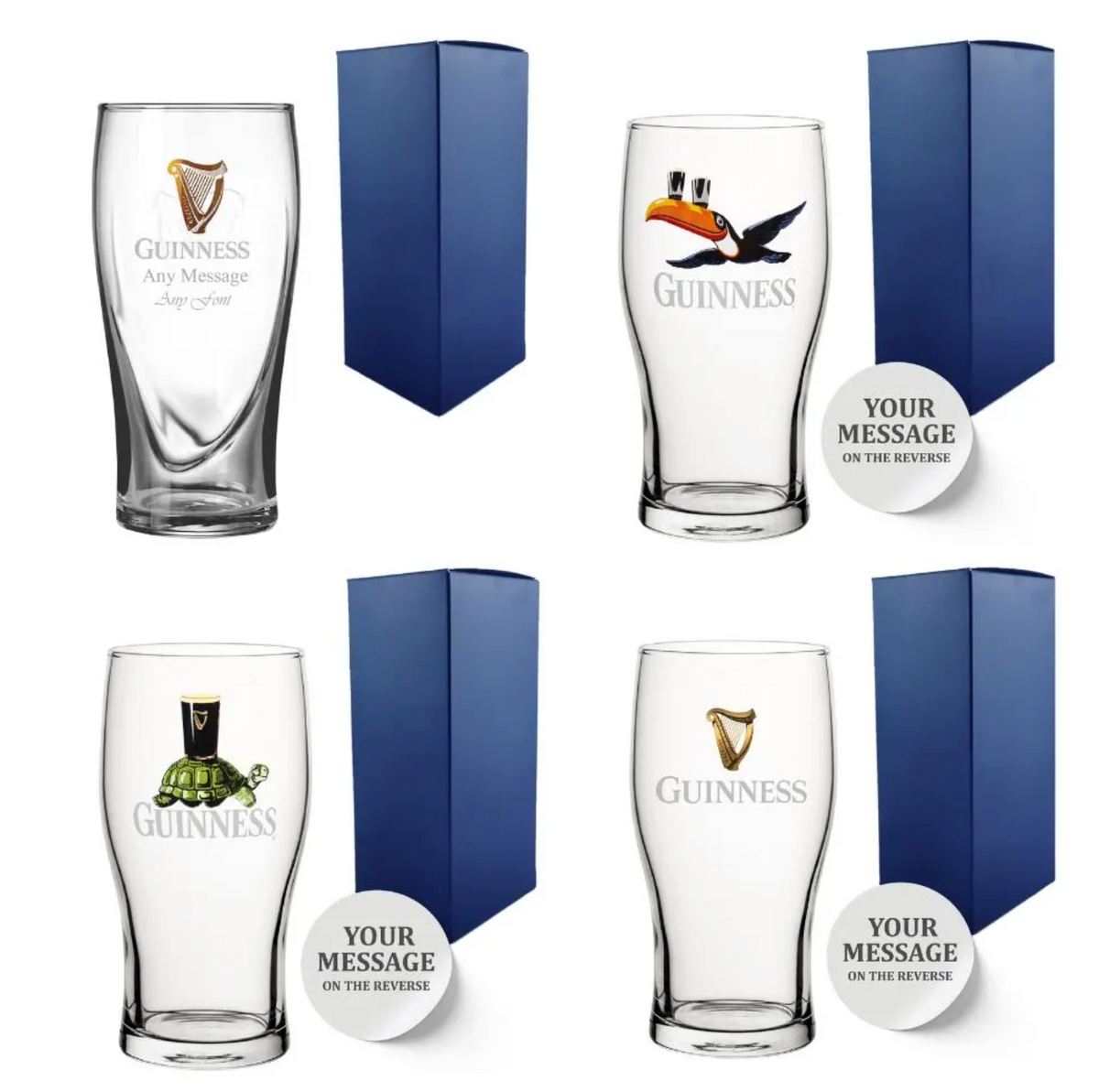 Official Guinness Pint Glass, Engraved with Any Message, Gift Boxed