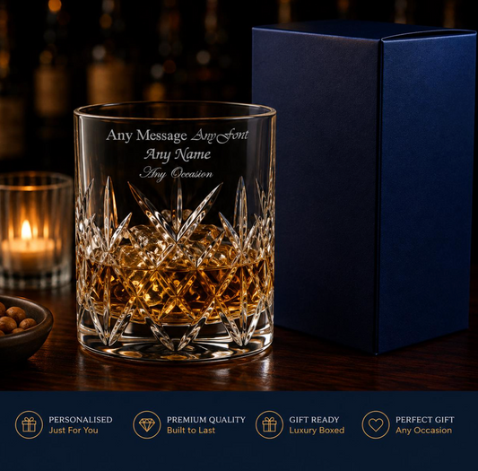 Engraved 320ml Flamenco Crystalite Full Cut Whisky Tumbler With Gift Box