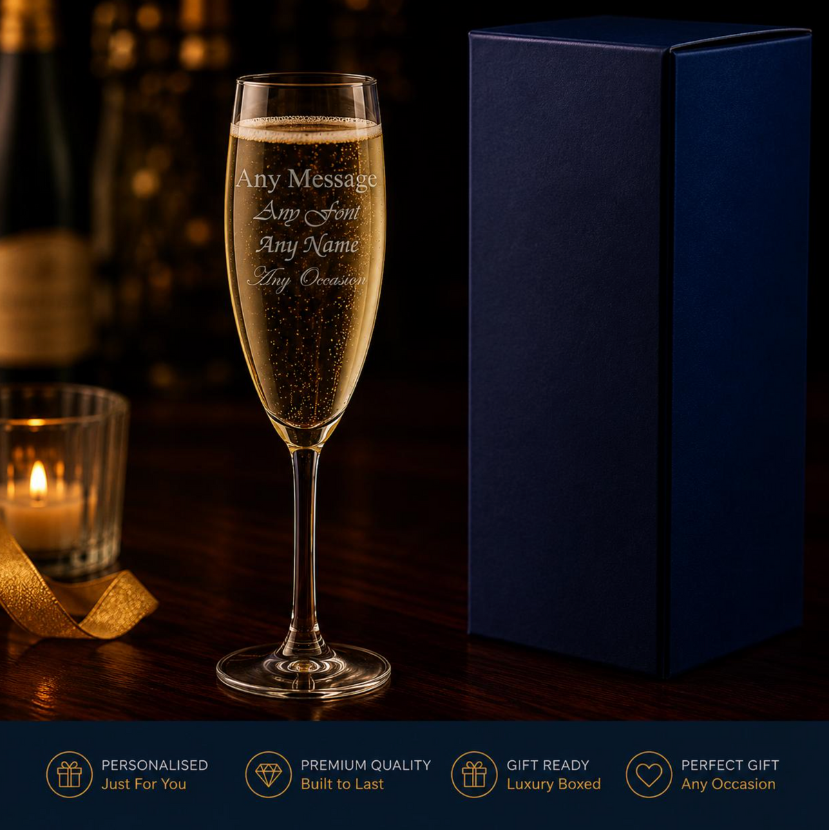 Engraved 5.25oz Saxon Champagne Flute