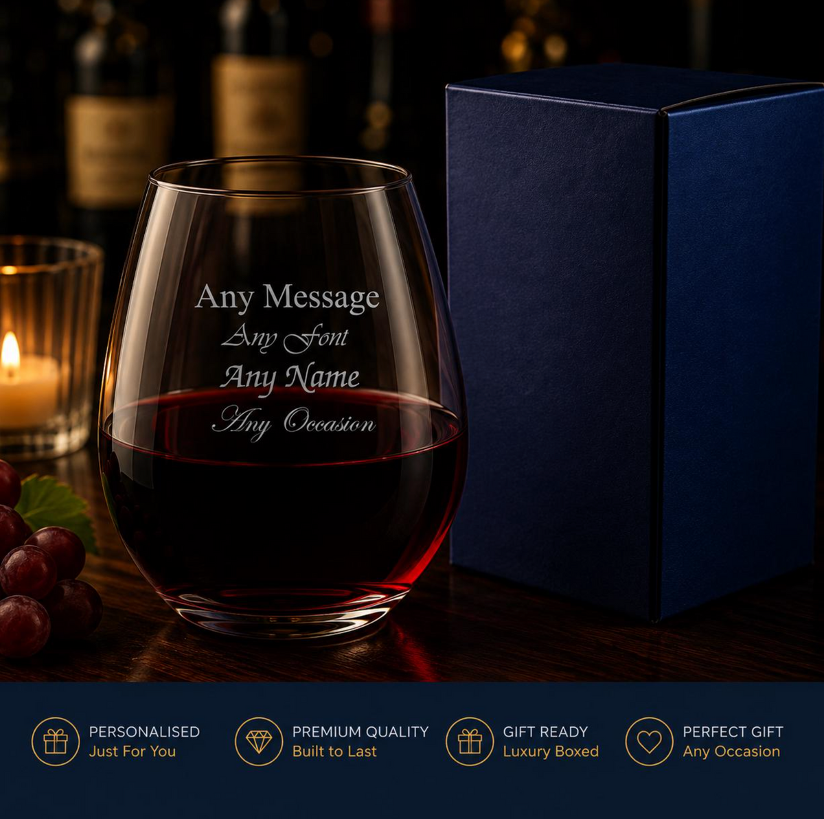 Engraved 24.5oz Large Stemless Wine Glass