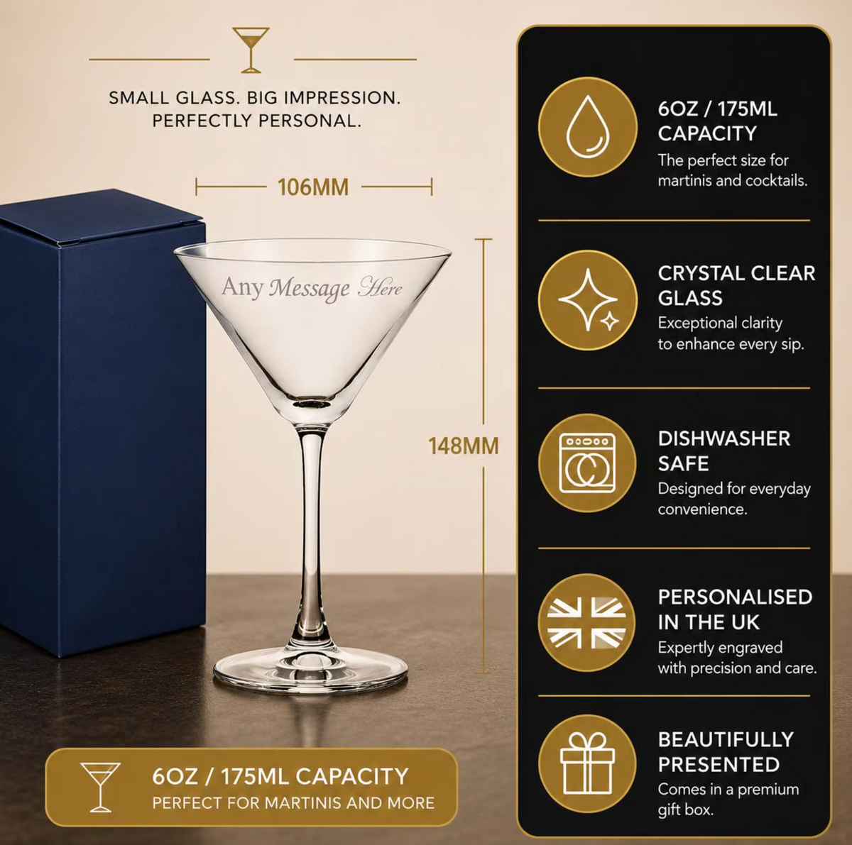 Engraved Enoteca Martini Glass