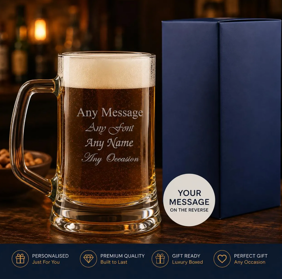 Personalised Engraved Tankard Beer Glass - Perfect Gift Present