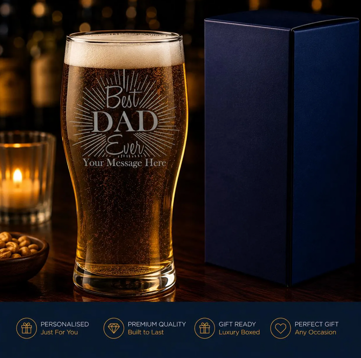 Engraved Tulip Pint Glass, Best Dad Ever design