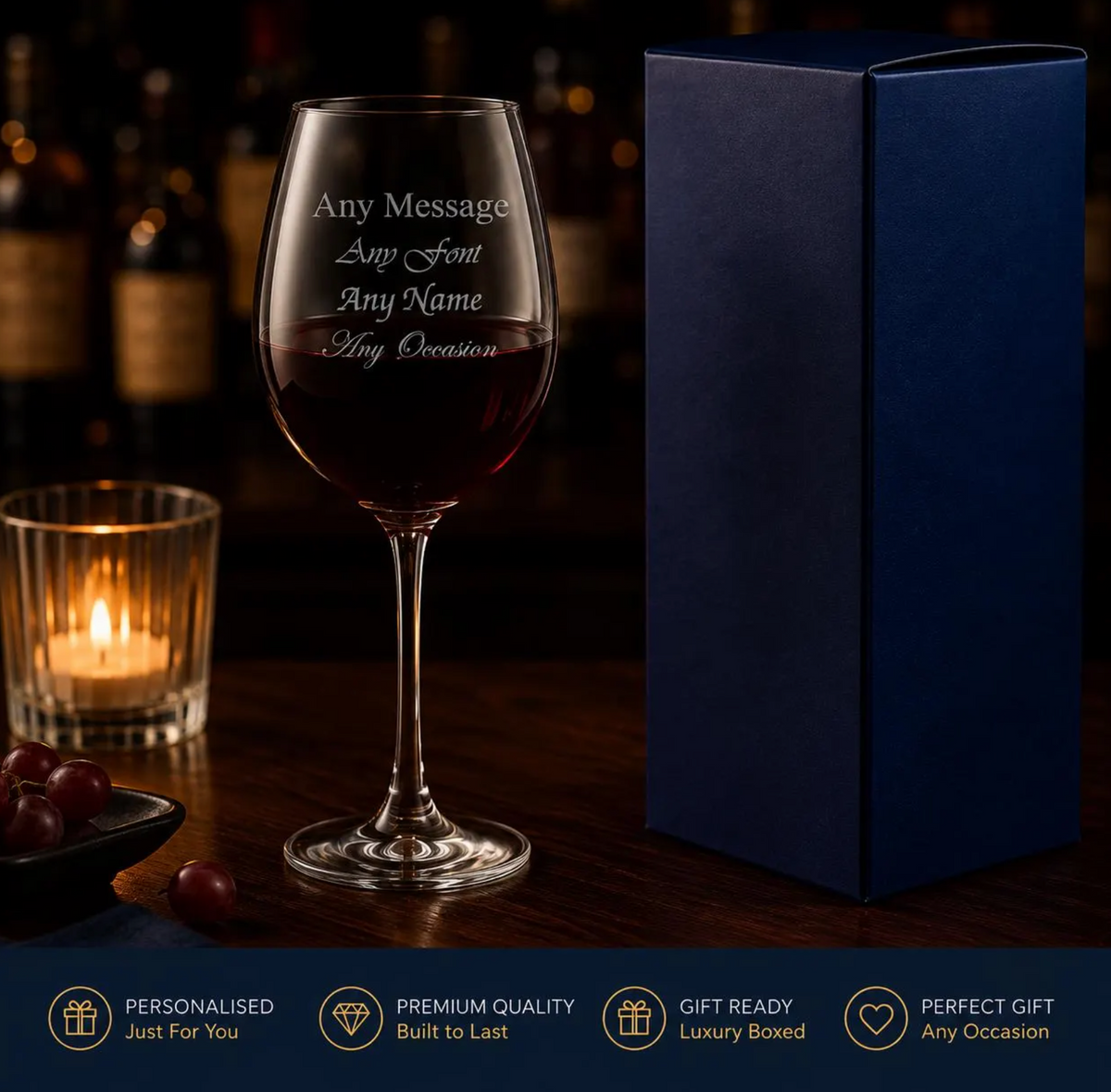 Engraved 490ml Nadia Wine Glass with Gift Box