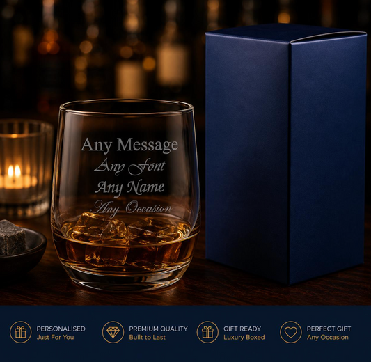Engraved Sude Whisky Glass Stemless Gin Tumbler