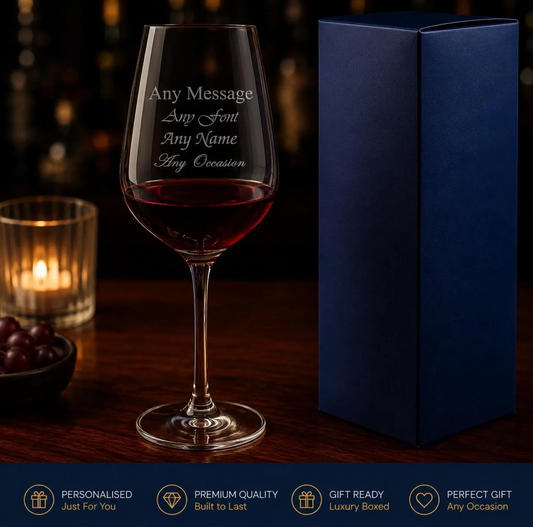 Personalised Engraved Sublym 11 3/4oz Wine Glass With Gift Box - Any Message Engraved!!