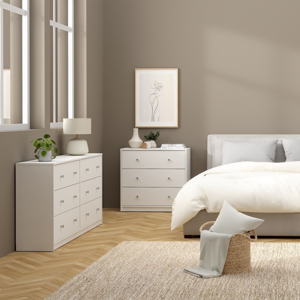 Modern Wooden Chest Of 6 (3+3) Drawers