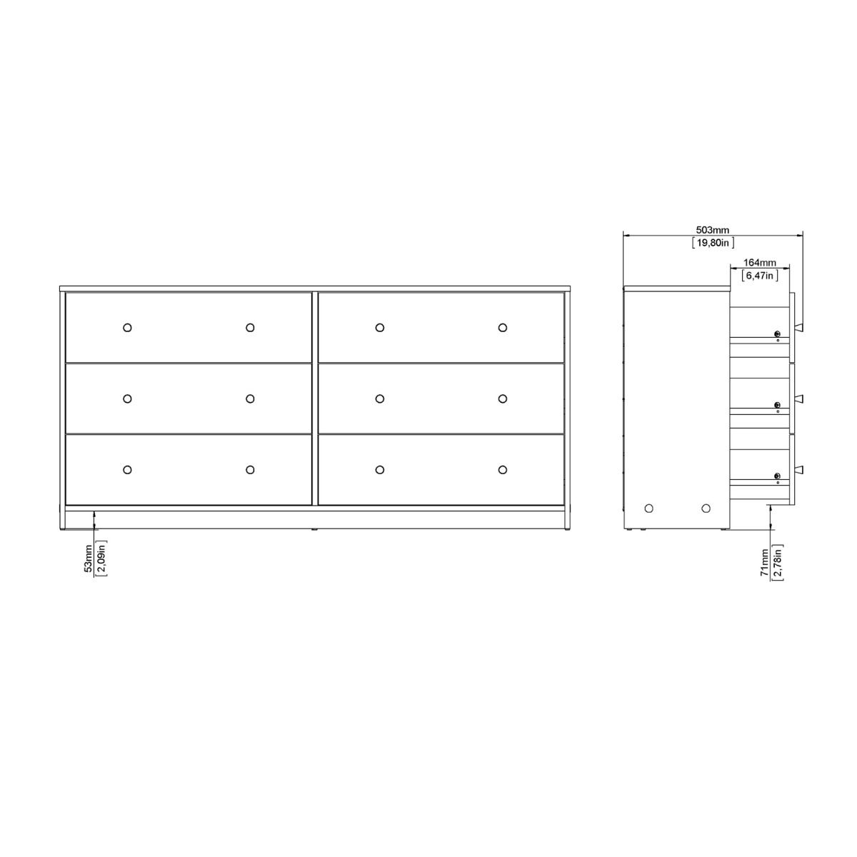 Modern Wooden Chest Of 6 (3+3) Drawers