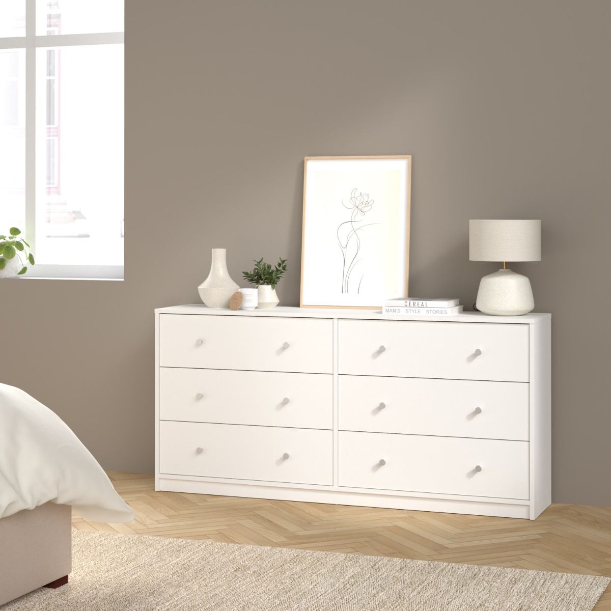 Modern Wooden Chest Of 6 (3+3) Drawers