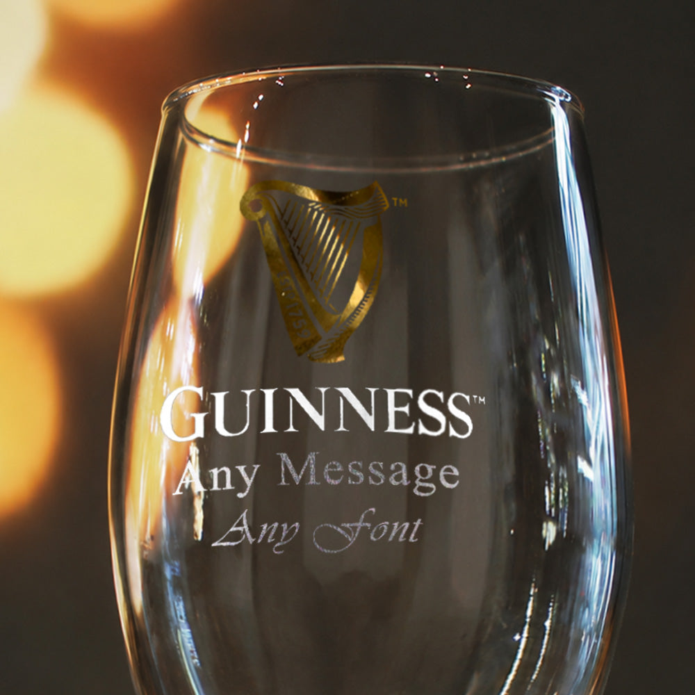 Official Guinness Pint Glass, Engraved with Any Message, Gift Boxed