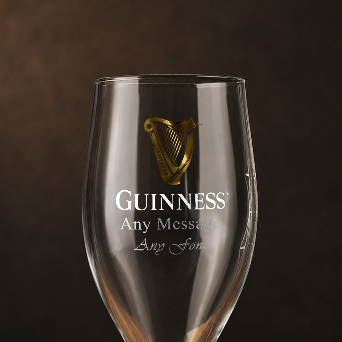 Official Guinness Pint Glass, Engraved with Any Message, Gift Boxed
