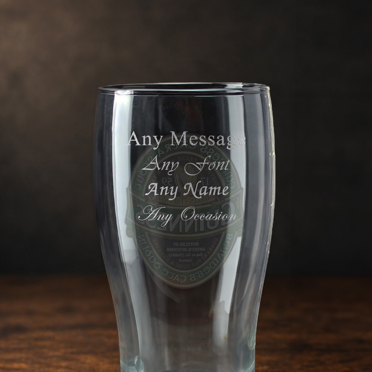 Official Guinness Pint Glass, Engraved with Any Message, Gift Boxed