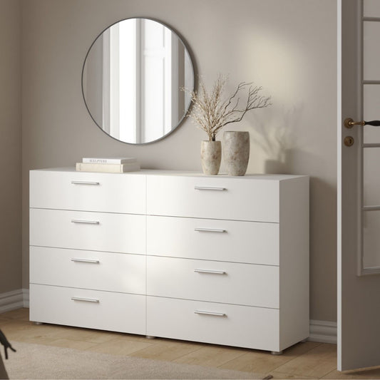 Pepe Wide Chest of 8 Drawers in White