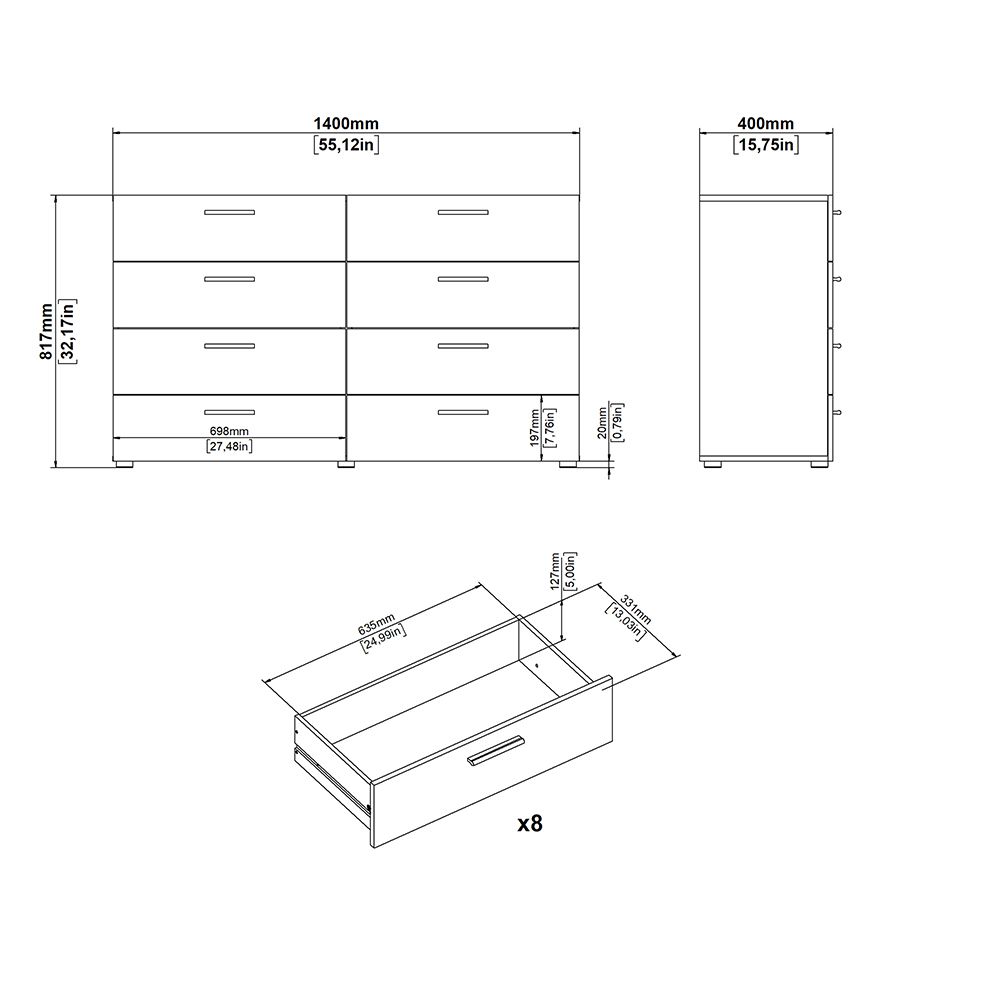 Pepe Wide Chest of 8 Drawers