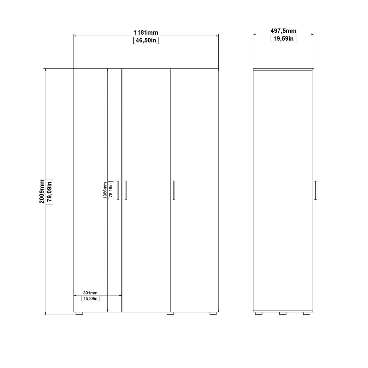 Pepe Wardrobe with 3 Doors in White