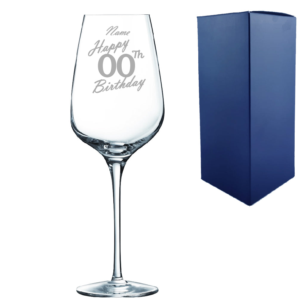 Engraved Enoteca Wine Glass Happy Birthday, Gift Boxed