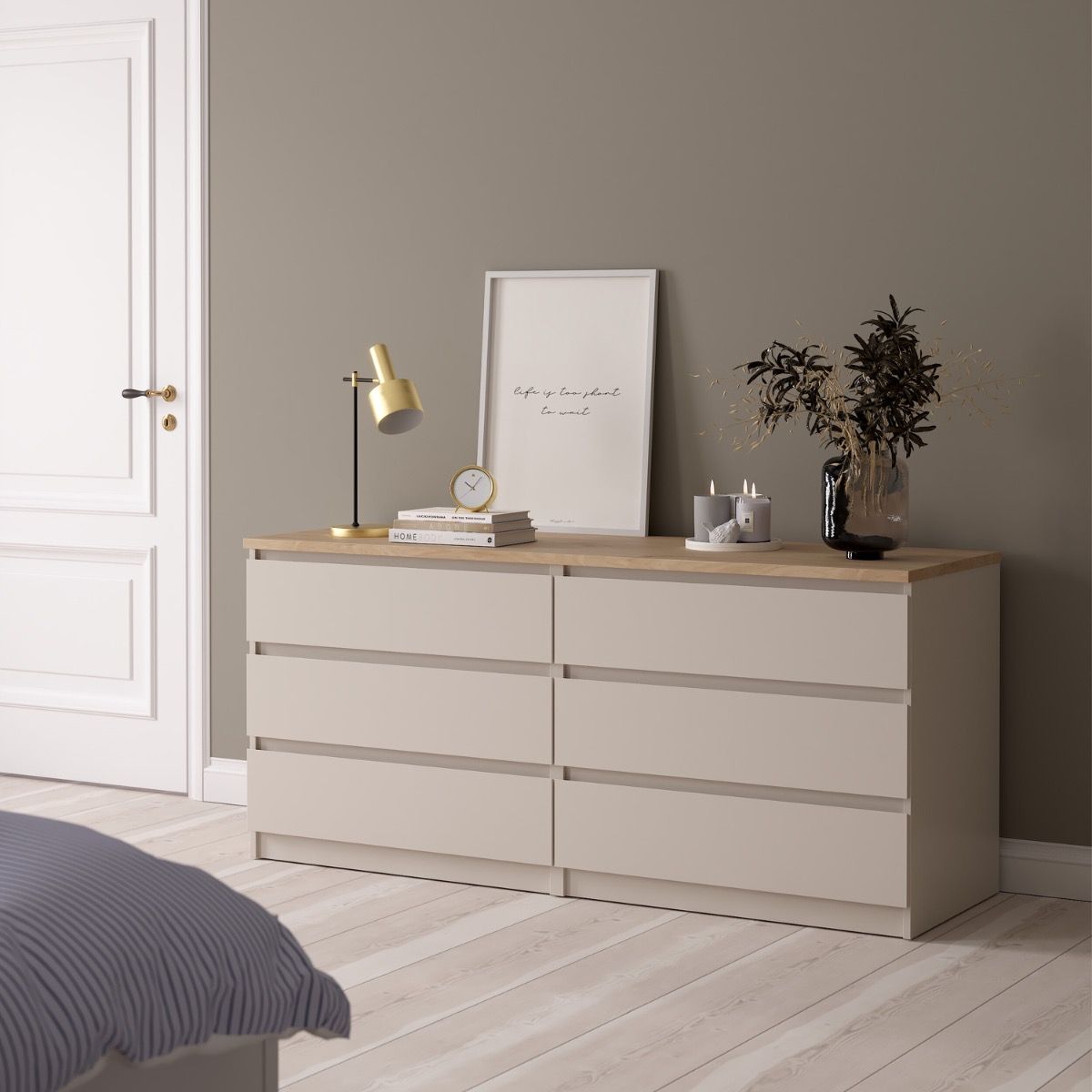 Modern Wooden Large Chest Of 6 Drawers W 153.8 x H 70.1 x D 50 cm