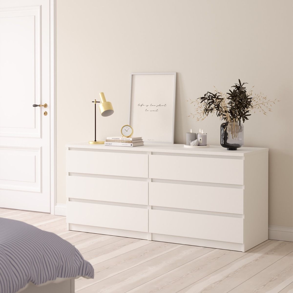 Modern Wooden Large Chest Of 6 Drawers W 153.8 x H 70.1 x D 50 cm