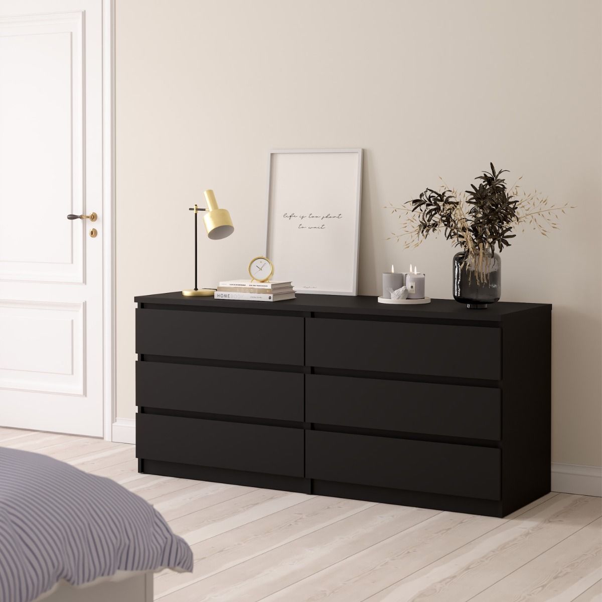 Modern Wooden Large Chest Of 6 Drawers W 153.8 x H 70.1 x D 50 cm