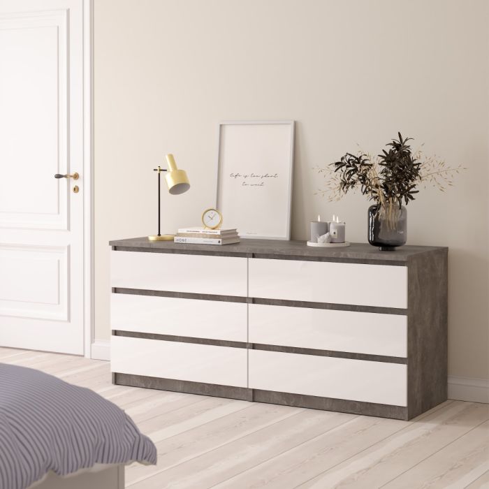 Modern Wooden Large Chest Of 6 Drawers W 153.8 x H 70.1 x D 50 cm