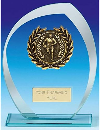 Personalised Engraved Infinity Rugby Glass Trophy 8 1/8 Inch (20.5cm)