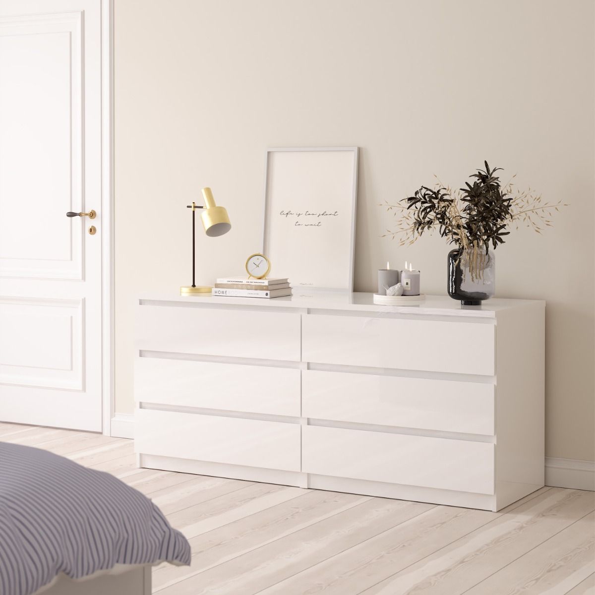 Modern Wooden Large Chest Of 6 Drawers W 153.8 x H 70.1 x D 50 cm